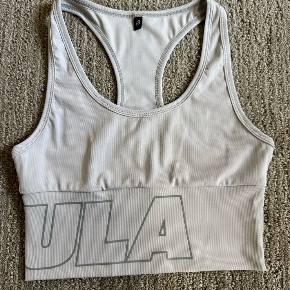 P'tula White Racerback Crop Top with Scoop Neckline